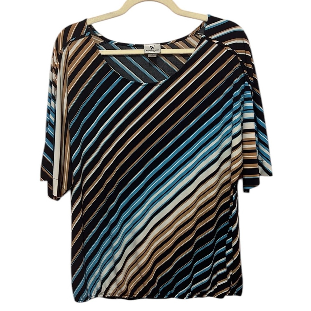 Worthington Stretch Striped Lightweight Blouse. Size M